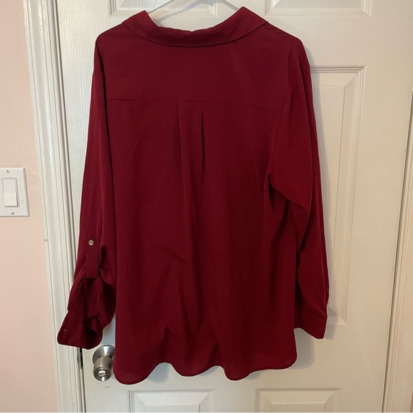 Maroon Button Down Blouse with Gold Button Detail - Picture 6 of 7